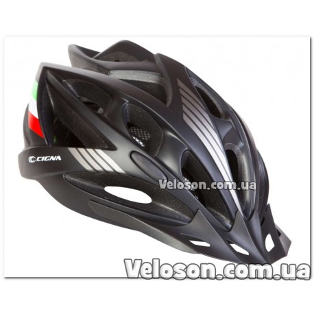 Шлем велосипедный с козырьком СIGNA WT-036 черный М (56-58см)