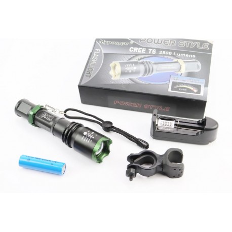 Ліхтар передній 1 діод 2800 lumen алюмінієвий, Li-ion 3.7V 3800mAh з зарядкою, вологозахисний, чорний BL-1820 Китай