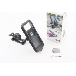 Тримач-чохол телефону 175х82мм на кермо, сенсорна плівка, регульований кут налаштування 360°, внутрішня магнітна фіксація телефо