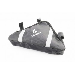 Сумка під раму трикутна 280х220х200мм, кріпл. на липучці, вологозахисна, світловідбиваючі смуги, чорна YANHO