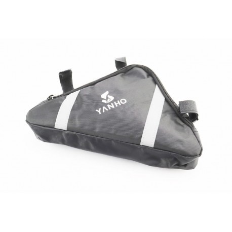 Сумка під раму трикутна 280х220х200мм, кріпл. на липучці, вологозахисна, світловідбиваючі смуги, чорна YANHO