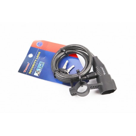 Замок протиугінний тросовий 1000х8мм під ключ, кріпл. за трубу сидіння, TY520 Tonyon