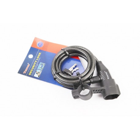 Замок протиугінний тросовий 1500х8мм під ключ, кріпл. за трубу сидіння, TY520 Tonyon