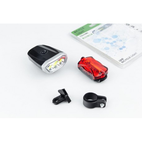Фонарь передний 3 диода+задний 5 диодов, влагозащитные к-кт, QIXUN QX-T0598 Китай