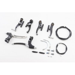 Гальмо V-brake 110мм (2 колеса) з ручками, тросами, алюмінієве, чорне HJ-805AD ALHONGA