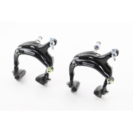 Тормоз ROAD V-brake клещевого типа, передний+задний, ход колодки 67-79мм, алюминиевый, чёрный HJ-1201AD ALHONGA