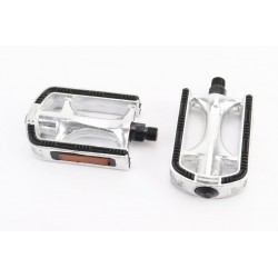Педали CITY 9/16" (113x71x25mm) алюминиевые, серебристо-чёрные NWL-266 FPD