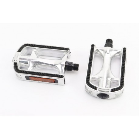 Педали CITY 9/16" (113x71x25mm) алюминиевые, серебристо-чёрные NWL-266 FPD