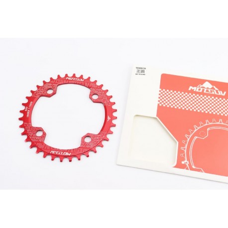 Зірка передня MTB Narrow Wide 36Т (BCD:104мм), алюмінієва, червона Motsuv