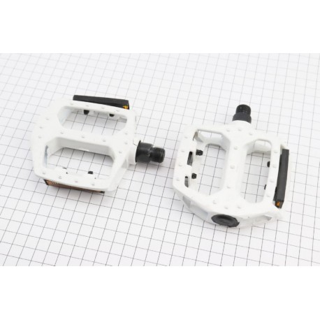 УЦЕНКА вело Педали MTB широкие 9/16" (107x100x25mm) алюминиевые, белые 808 (трещина см. фото) Китай