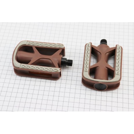 Педали CITY 9/16" (105.5x74x26mm) пластиковые, коричнево-серые NW-88 FPD