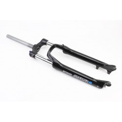 Вилка 27,5" амортизационная, без резьбы 1-1/8" (28,6мм), шток 255мм, с ходом 100мм, Disk-brake, пружинно-масляная, Lockout, чёрн