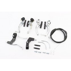 Гальмо V-brake 115мм (2 колеса) з ручками, тросами, хром AL/ST Китай