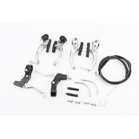 Гальмо V-brake 115мм (2 колеса) з ручками, тросами, хром AL/ST Китай