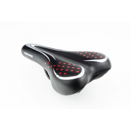 Сиденье MTB 265x150мм, чёрно-серо-красное CROSSRIDE BSK-143A Китай