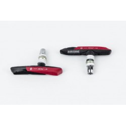 Тормозные колодки V-brake 72мм, ассиметричные, чёрно-красные 959V Baradine