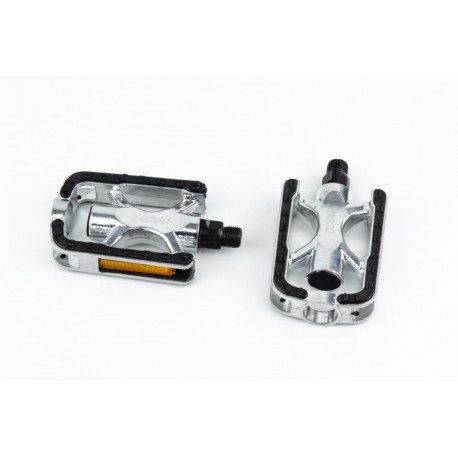 Педали CITY 9/16" (120x70x25mm) алюминиевые, серебристо-чёрные WP-940 Neco