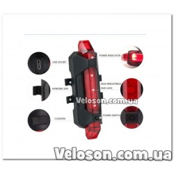 Фонарь габаритный задний BC-TL5411 красный 5 светодиодов USB