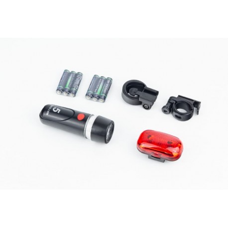 Ліхтар передній 5 діодів+задній 3 діода к-кт, JY-808C+289T (без батарейок) Китай