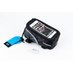 Сумка на раму з відділенням для смартфона 175х90х90мм, кріпл. на липучці, вологозахисна, чорно-сіра Roswheel