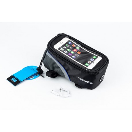 Сумка на раму з відділенням для смартфона 175х90х90мм, кріпл. на липучці, вологозахисна, чорно-сіра Roswheel