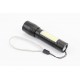 Ліхтар 1 LED+COB 300 lumen ручний, алюмінієвий, Li-ion 3.7V 450mAh зарядка від USB, вологозахисний, в пластиковому боксі, чорний