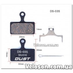 Колодки тормозные полуметалл disc DUST DS-03S Shimano M985/988/785/666/675/615, FSA