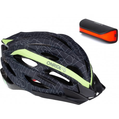 Шолом ONRIDE Grip чорний/зелений L (58-61 см) + Мигалка ONRIDE Slit