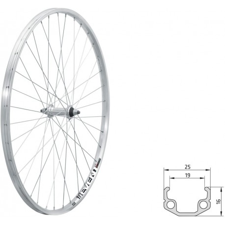 Колесо переднее на гайках KLS Event 28", V-brake серебристый