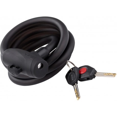 Замок тросиковий під ключ KLS Recoil 12х1800мм з кріпленням чорний