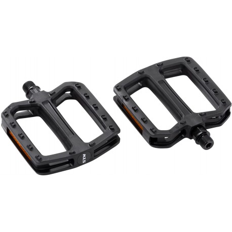 Педалі платформенні пластикові KLS Flat 20 полімерний підшипник / стальна вісь, чорні