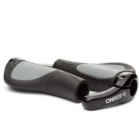 Ручки руля ONRIDE HornGrip70, эргономичные, с рожками, с замками, черные/серые