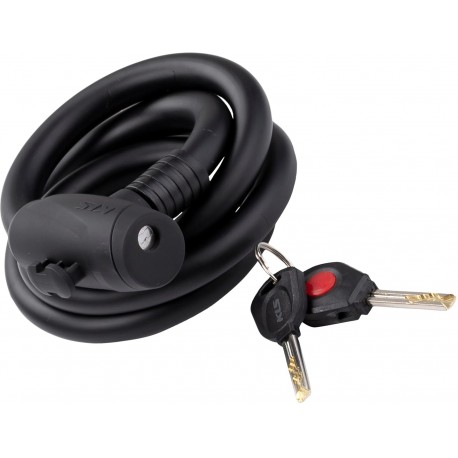 Замок тросиковий під ключ KLS Hardcoil 15х1800мм чорний