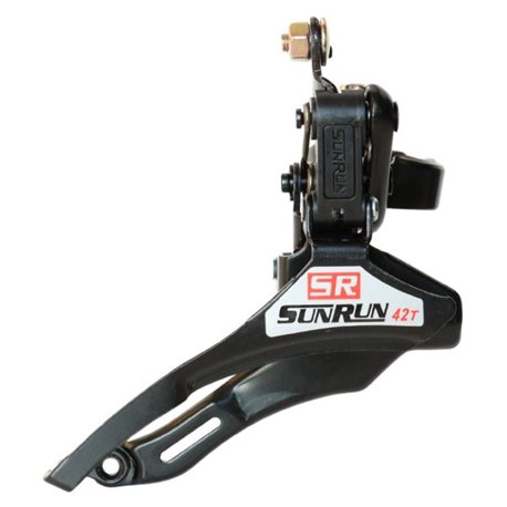 Перемикач перед. нижній хомут н/тяга  max-42T под трубу 31,8мм срiблястий SUNRUN FD-QD-35A