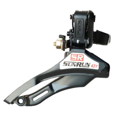 Перемикач перед. нижній хомут в/тяга  max-42T под трубу 31,8мм срiблястий SUNRUN FD-QD-35A