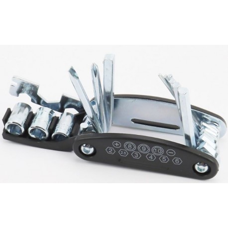 Ключ-набір 15 предметів (шестигранники 2,2.5,3,4,5,6 мм, спицевий ключ, викрутки пряма та фігурна, головки 8,9,10 мм, гайкові кл