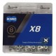 Цепь KMC x8 с замком цепи 116 звеньев Silver/Gray