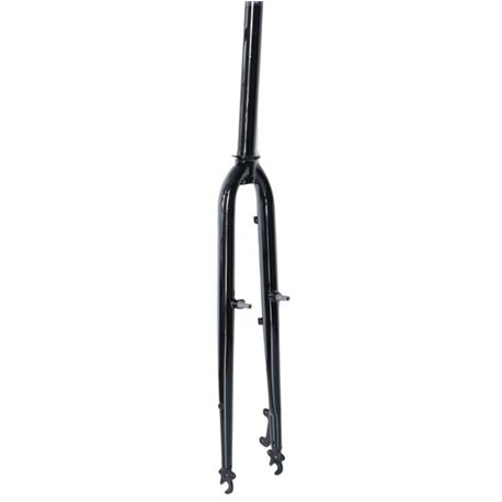 Вилка 28" жорстка disc/v-br ST 1-1/8 безрізьбова шток-290мм під ексцентрик чорний довжина ніг 500мм, шир 80мм