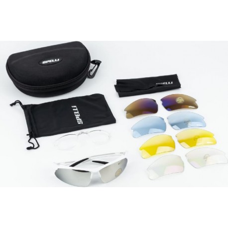 Окуляри з набором для догляду, змінні лінзи 4шт, в твердому чохлі, білі SGL-V09 SPELLI