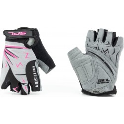 Перчатки дитячі без пальців (4-6 років) з м'якими вставками під долоню, чорно-сіро-рожеві SKG-1553 SPELLI