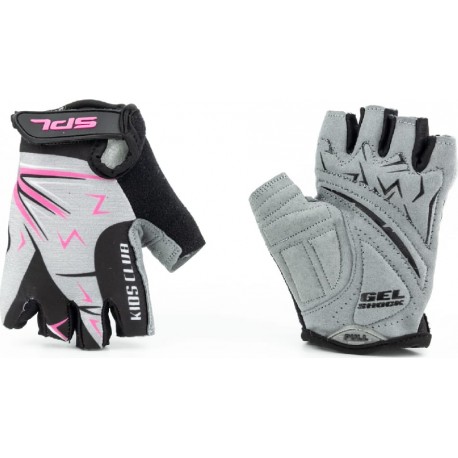 Перчатки дитячі без пальців (4-6 років) з м'якими вставками під долоню, чорно-сіро-рожеві SKG-1553 SPELLI