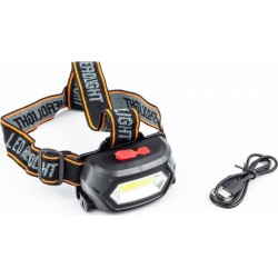 Фонарь налобный COB 130 lumen, АКБ Li-ion 3.7V 18650 зарядка от USB, влагозащитный, чёрный BL-203 Китай