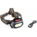 Фонарь налобный COB 130 lumen, АКБ Li-ion 3.7V 18650 зарядка от USB, влагозащитный, чёрный BL-203 Китай