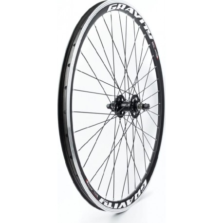 Колесо 27,5" переднее Disk-brake, обод "капля" алюминиевый, втулка 14Gx36H, крепл. гайка, чёрное "GRAVITY" Китай