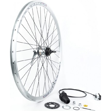 Колесо 28" заднє V-brake, обід "крапля" алюмінієвий, втулка на 3 швидкості Shimano Nexus 14Gх36H, кріпл. гайка, "GRAVITY" Китай