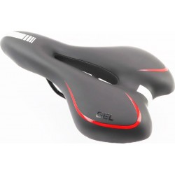 Сидіння MTB 270x155мм, чорно-сіро-червоне "GEL" AZ-030 Китай
