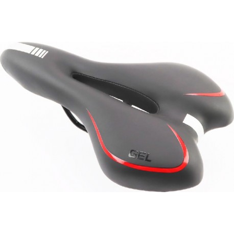 Сидіння MTB 270x155мм, чорно-сіро-червоне "GEL" AZ-030 Китай