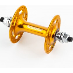 Втулка передня FIX алюмінієва 14Gx36H, 2 пром-підшипники 6000 2RS, кріпл. гайка, золотиста KT-DP6F QUANDO