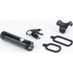 Фонарь передний 1 диод 120 lumen алюминиевый, Li-ion 3.7V 600mAh  от USB,  чёрный JY-7012F Китай