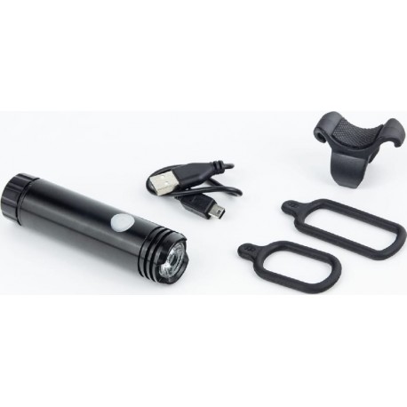 Ліхтар передній 1 діод 120 lumen алюмінієвий, Li-ion 3.7V 600mAh зарядка від USB, вологозахисний, чорний JY-7012F Китай